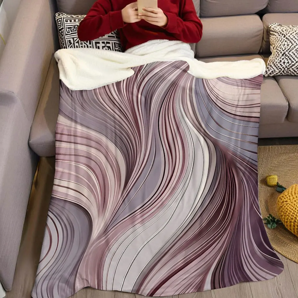 Mauve Gradient Wave Fluid Flannel Blanket Warm Soft Halloween Christmas Decorative Couch Warm Cozy All-Season Gift