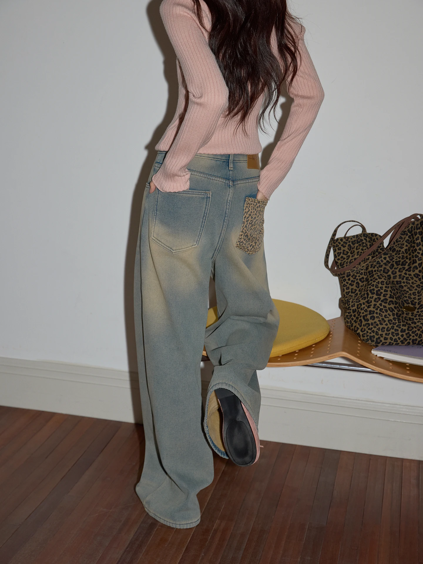 

Blue Fce High Waist Wide Leg Jeans Women's Loose Straight Casual Long Pants Commute Sle Winter Collection C5X002