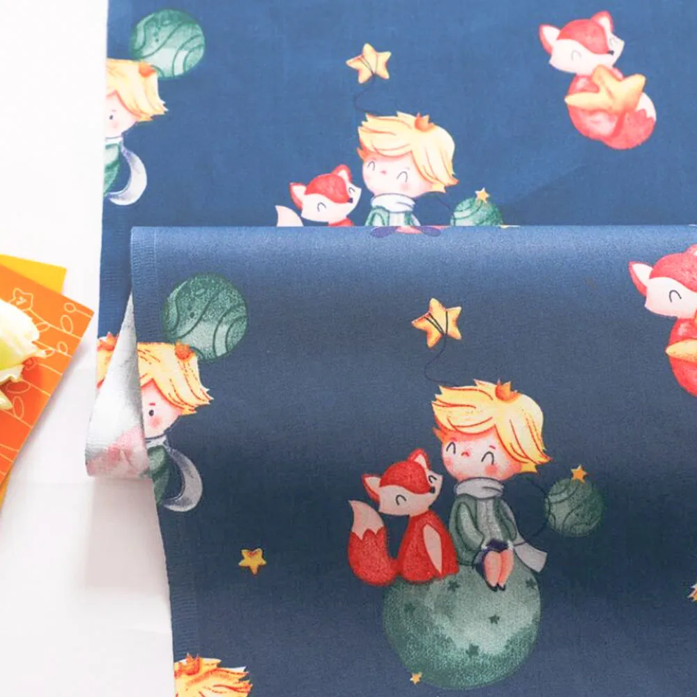 100% Cotton Fabrics Printed Kids Quilting Stars Cute Fox Cloth for DIY Sewing Bed Doll Costume Sheet Handmade Patchwork Material