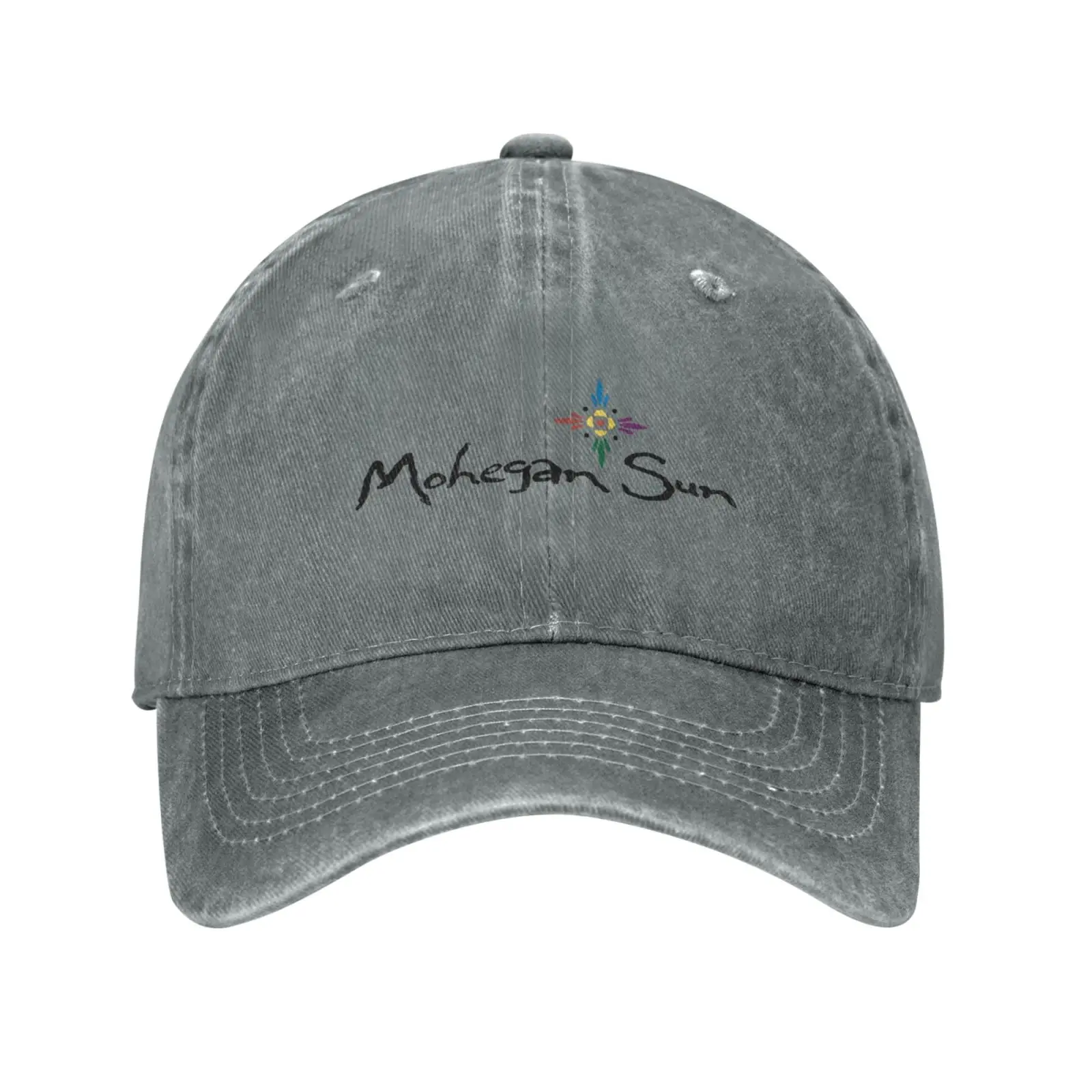 Mohegan sol logotipo boné, qualidade Denim Cap, chapéu de malha