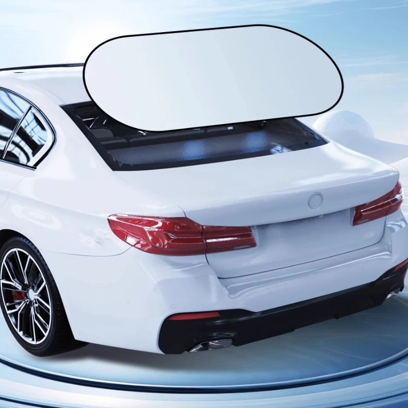 1pc Car Rear Sun Shade Titanium Silver Fabric UV Protection Heat Insulation Rear Windshield Light Blocker Universal