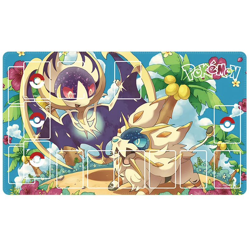 60*35*0.2cm Anime Pokemon GAME PTCG Dedicated Card Playmat Battle Against Pikachu Jirachi Lunala Solgaleo Collection Gifts Toys