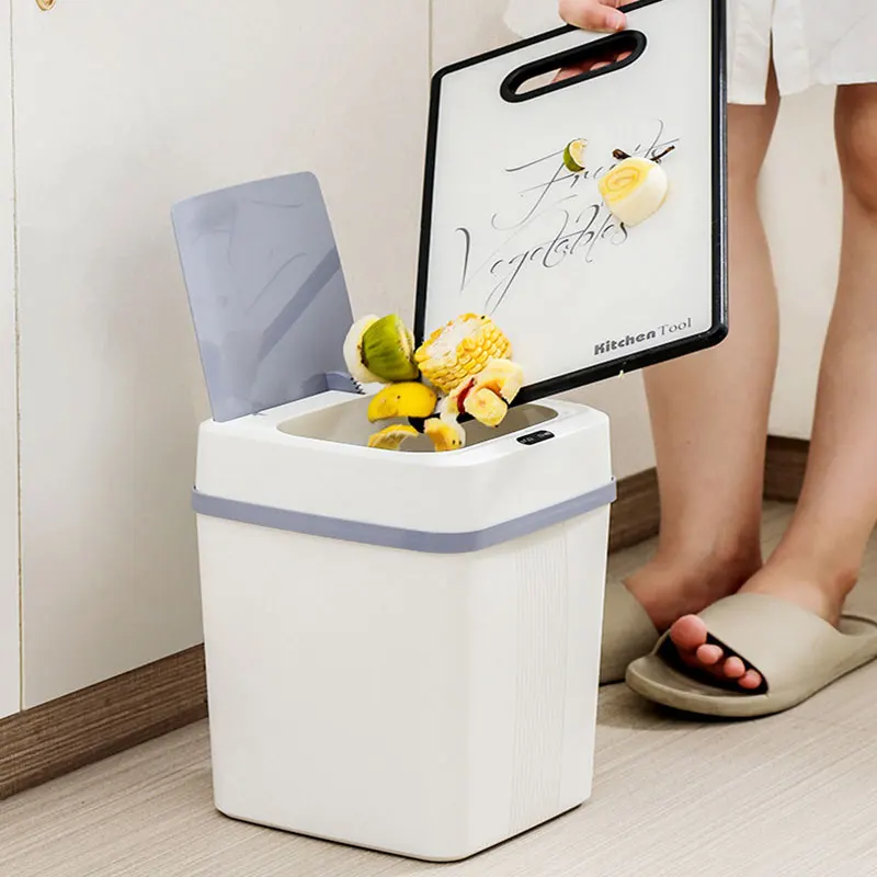 

Household 12L Smart Garbage Bin with Lid, Kitchen and Bathroom Touch type Garbage Bin Intelligent Sensing Waterproof Garbage Bin