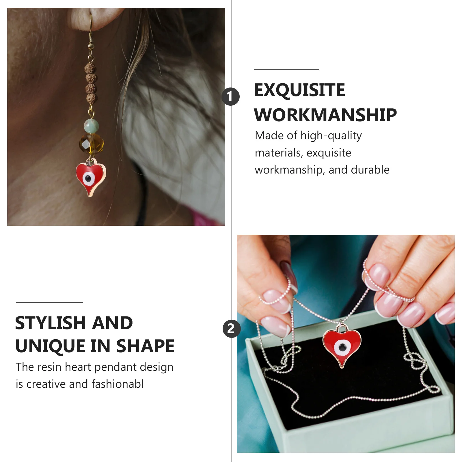 

100Pcs Heart Shaped Eyeballs Simulation Eye Craft Beads for DIY Jewelry Making Fun DIY Eyeballs Heart Shaped Eyes Charms