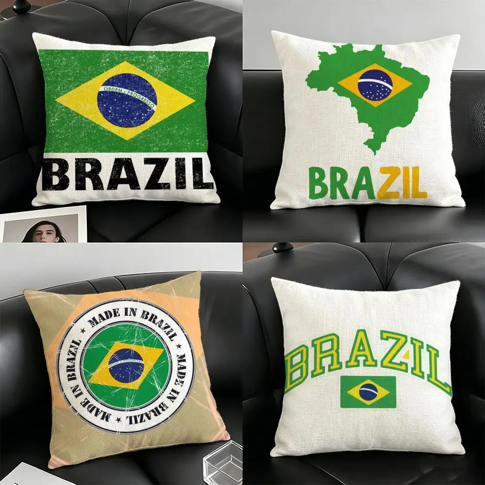 Flag Of Brazil Pillow Case Linen Pillow Covers Cover For Couch Living Room Bench Patio Floor Linen Home Decor