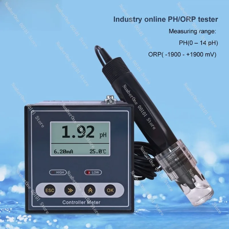 Industrial Online pH Meter ORP Water Quality Tester Acid Alkalinity Monitor Controller Digital Sensor Analyzer for Wastewater