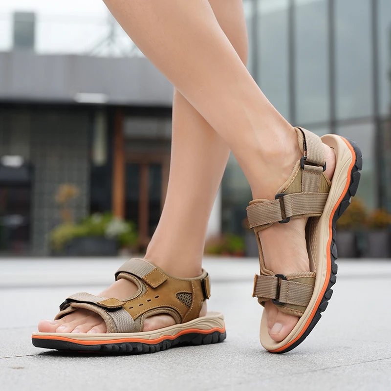 Brand Summer Men's Sandals Genuine Leather Men Slippers Gladiator Men Beach Sandals Soft Comfortable Outdoors Wading Shoes 38-47 image 5