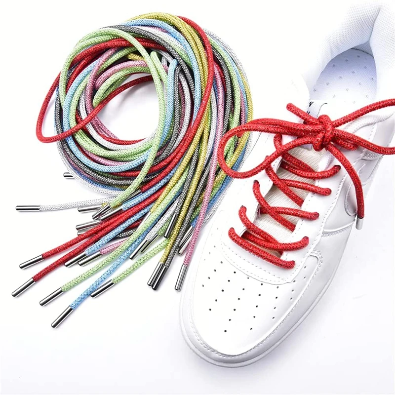 New 1PCS Round Rhinestone Shoelaces Crystal Diamond for AJ/AF1 Colorful Shoe Laces Sneakers Shoelace Belt Clothing Decoration