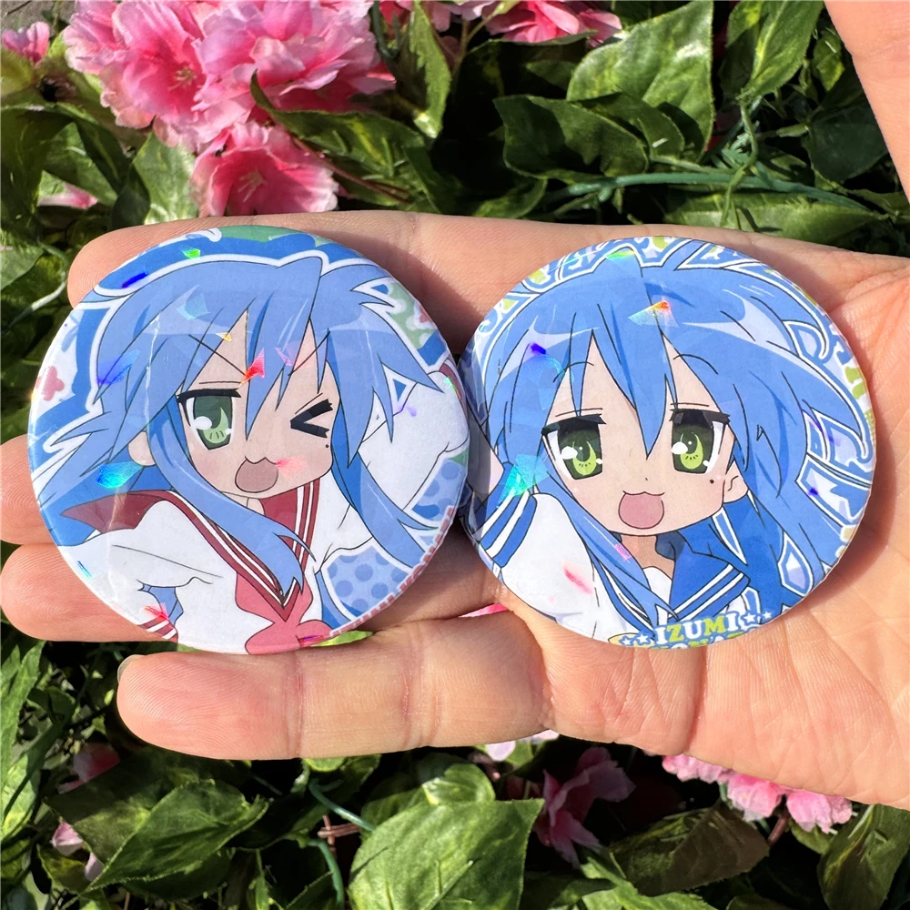 58mm Anime Lucky Star Izumi Konata Cosplay Costume Badge Pin SPTE Tinplate Brooch Accessories Prop Gift