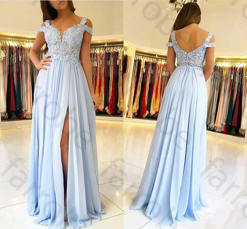 Customized Bridesmaid Dresses Long Side Split Off Shoulder Lace Appliques Prom Party Gowns Wedding Guest Maid Of Honor Dresses