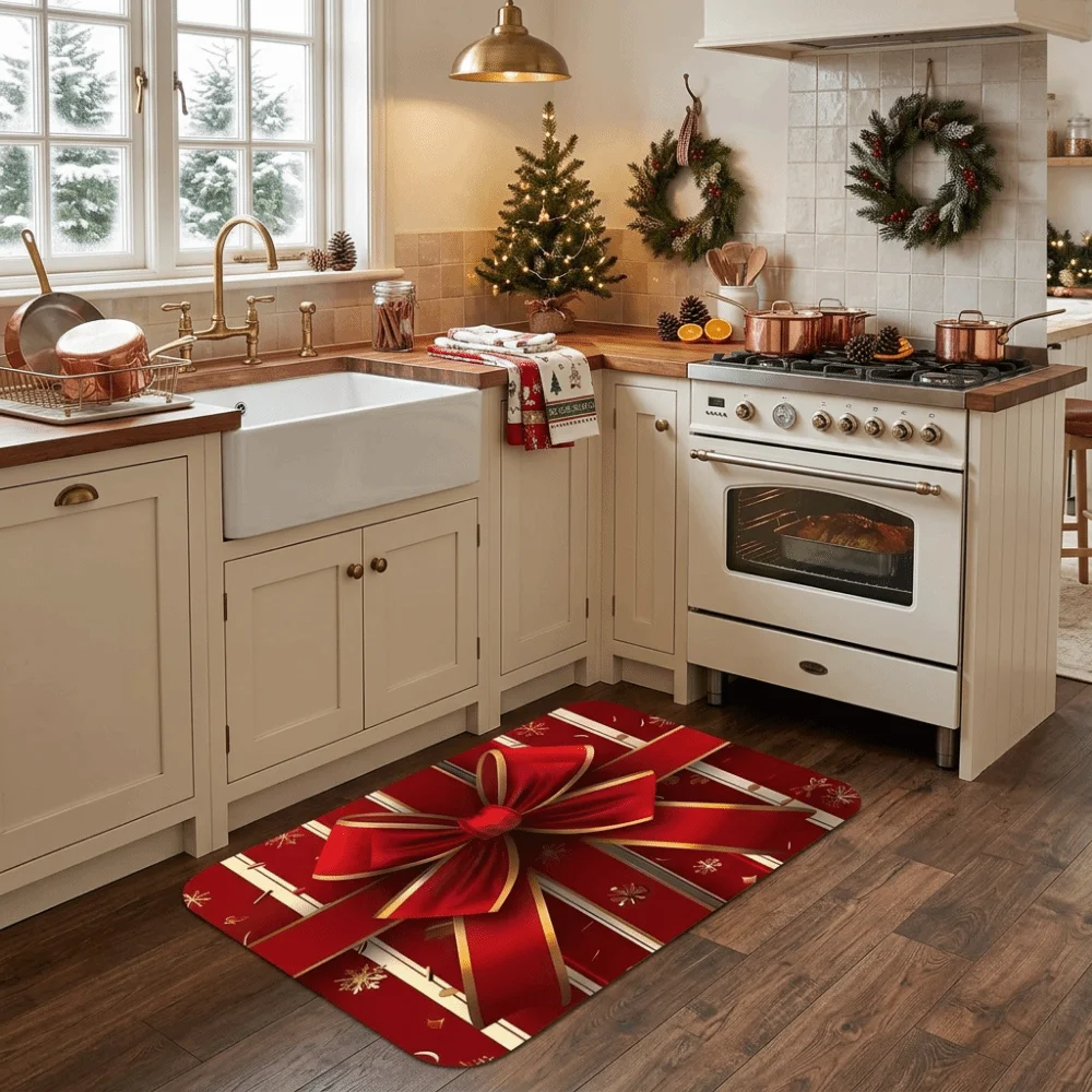 Christmas Theme Non Slip Door Mat Soft Touch Durable Christmas Rug Hallway Carpet Hallways