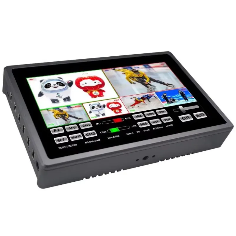 

DeviceWell HDS8307 7\" Touch Screen 4-Channel for HDMI Video Mixer for TikTok Live Streaming Radio TV Broadcasting Equipment
