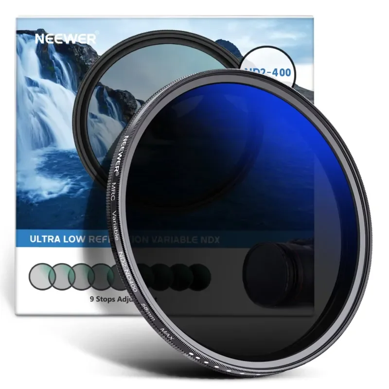 WAP01 NEEWER 58mm MRC Variable ND Filter ND2-ND400 Adjustable Variable Neutral Density ND Filter