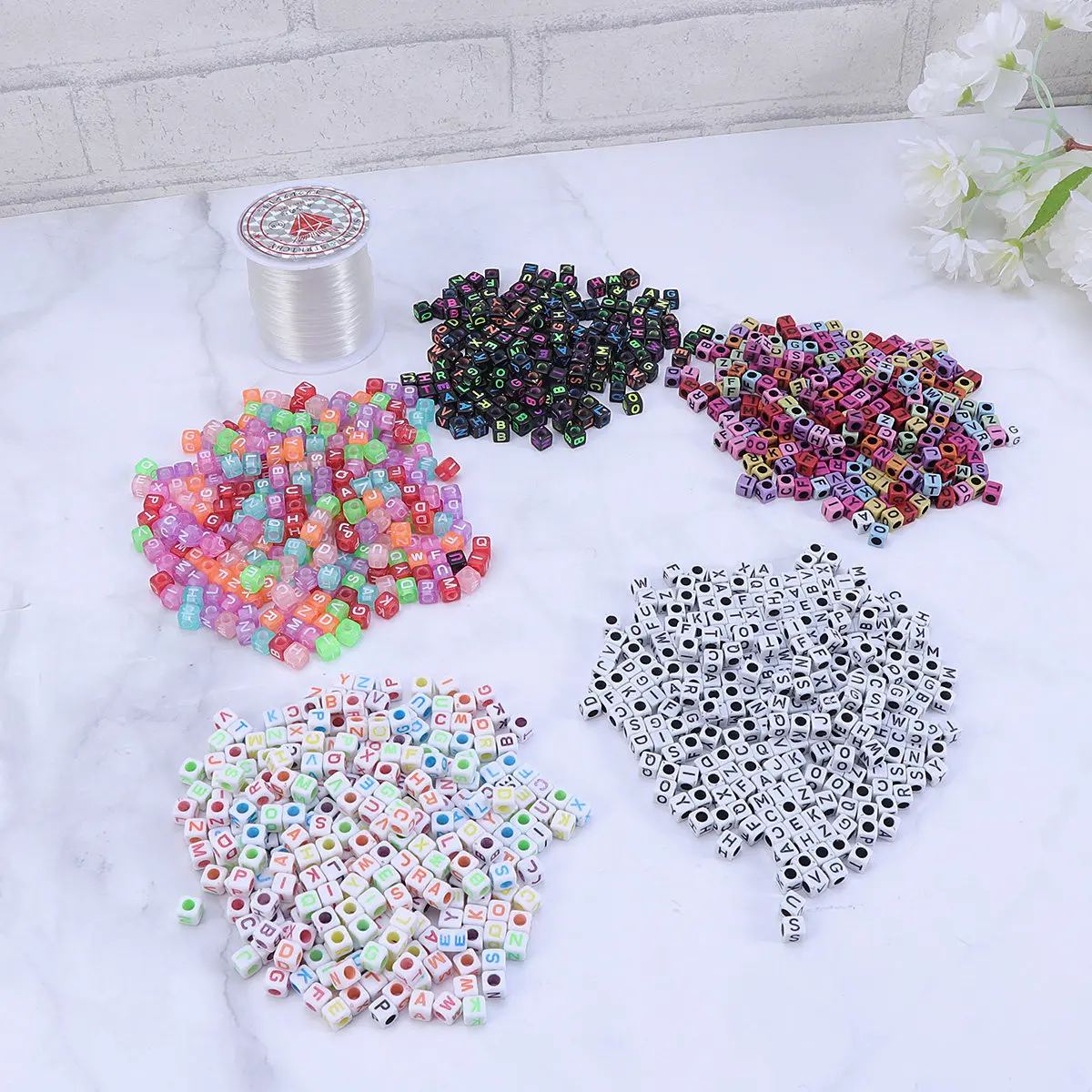 1400Pcs Assorted Color Alphabet Beads Acrylic Cube Letter Beads Jewelry Making Supplies DIY Name String Curtain Handbag Door
