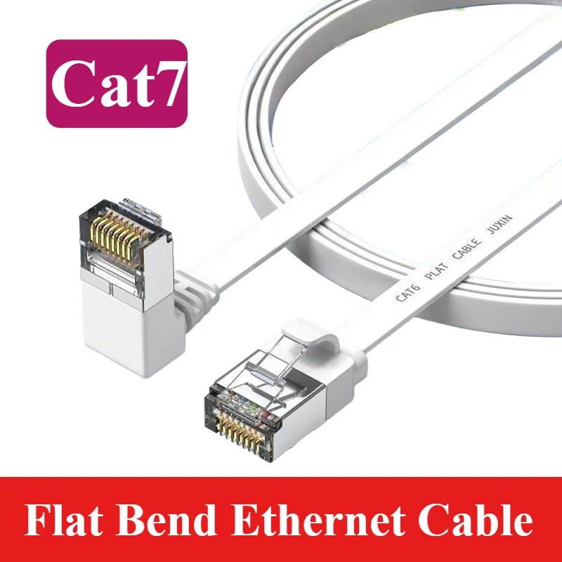 10 Gigabit Cat7 Short Bend Ethernet Cable Flat RJ45 Computer Internet LAN Network Ethernet Patch Cable TV Router Broadband Line