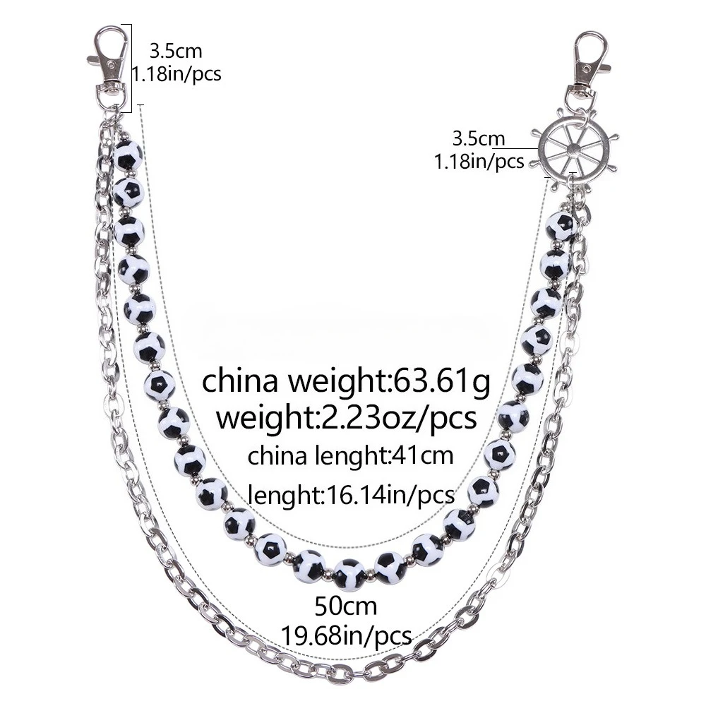 المألوف طبقة مزدوجة كرة القدم الجينز الخصر سلسلة شخصية تنوعا الراقية سلسلة بدلاية متخصصة للسراويل #3