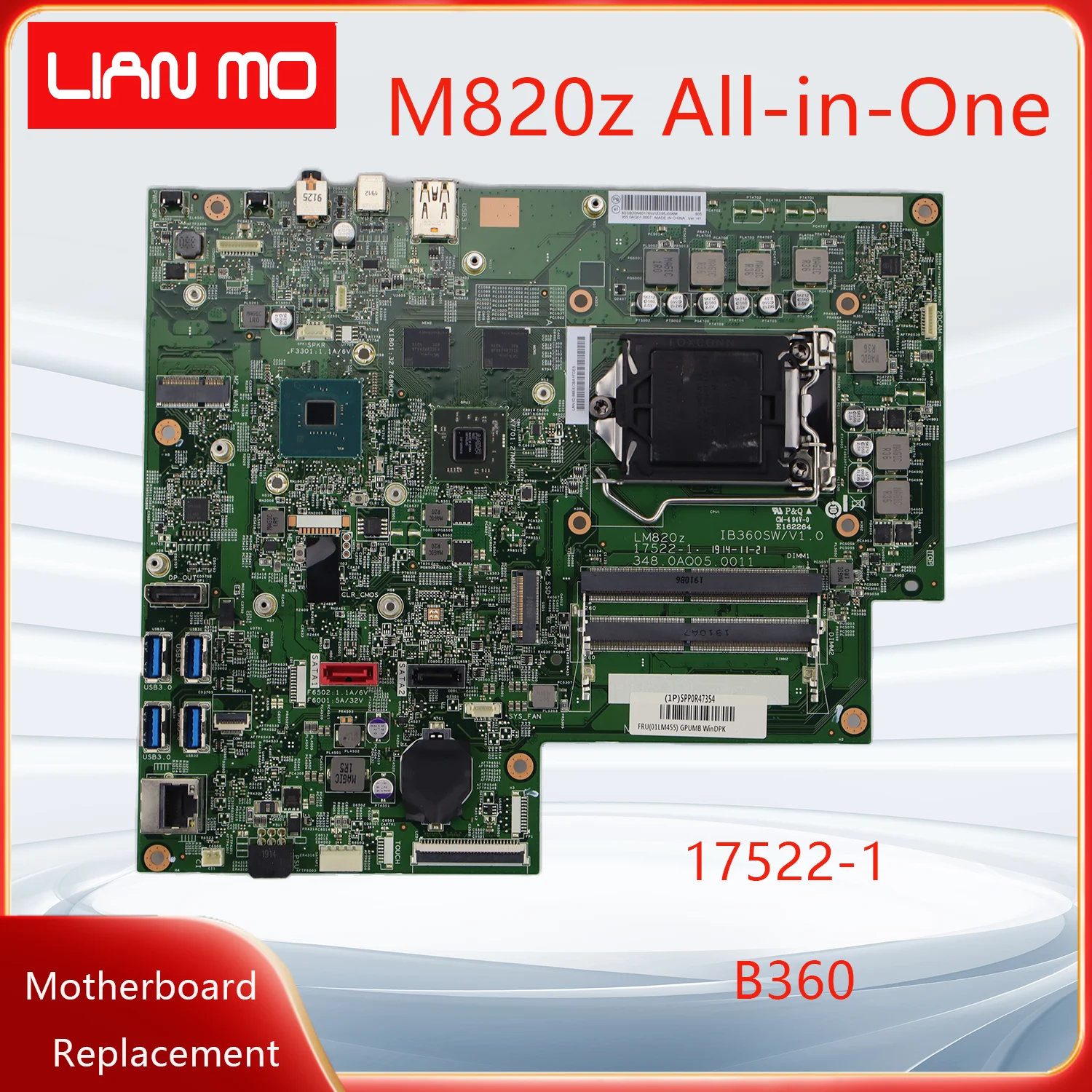 17522-1 For Lenovo ThinkCentre M820z All-in-One Desktop Motherboard DDR4 B360 01LM455 5B20U53740