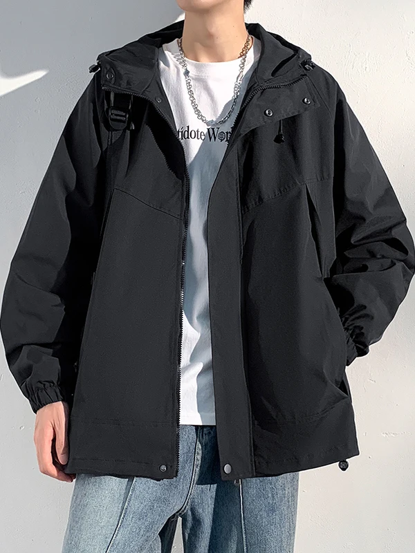 

Мужская ветровка свободного кроя в японском стиле, повседневная, функциональная, с капюшоном, ветрозащитная, из полиэстера, нейлона и углеродного волокна