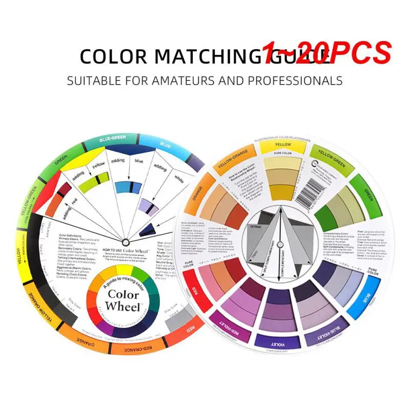 Color Mixing Roda Ink Chart, Design Cartão de papel profissional, Círculo Central gira, tatuagem, prego pigmento, Orientação, redondo, 1-20pcs