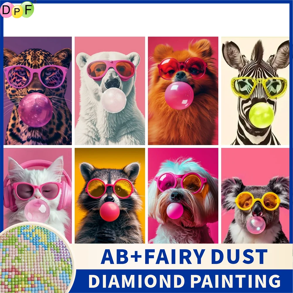 

DPF Fairy Dust AB Diy Полная квадратная круглая дрель 5D Алмазная картина Алмазная "Модные милые домашние животные" Серия