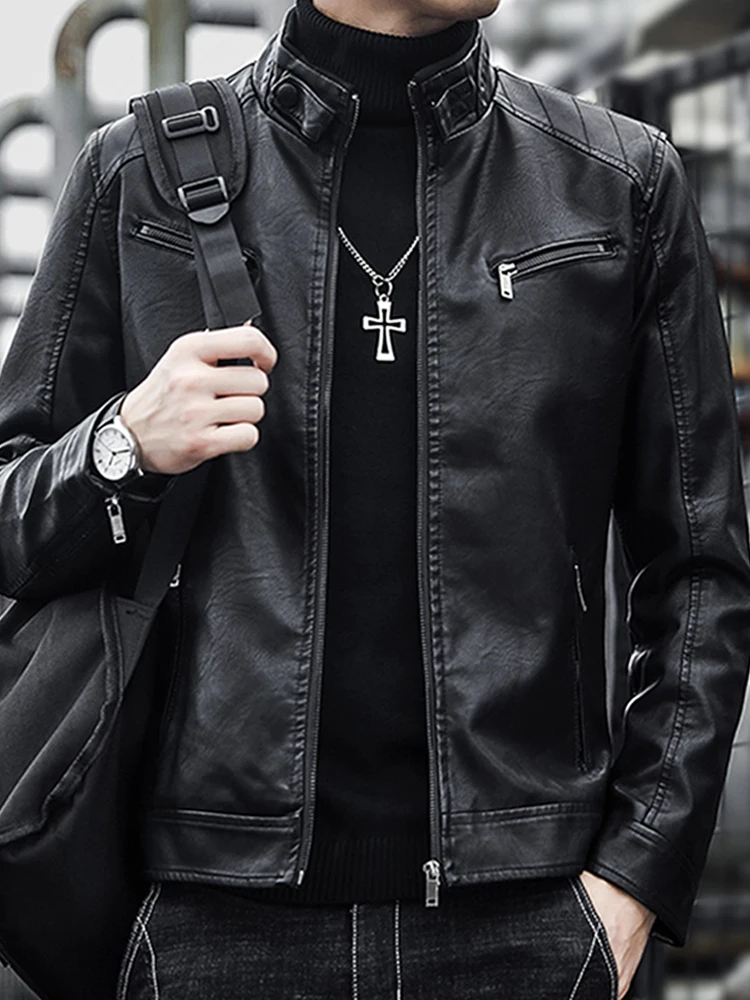 

Men's Casual Faionable Fce Lined Soft Leather Jaet Workwear Coat Spring Autumn New Arrival Urban Sle Long Loose Fit