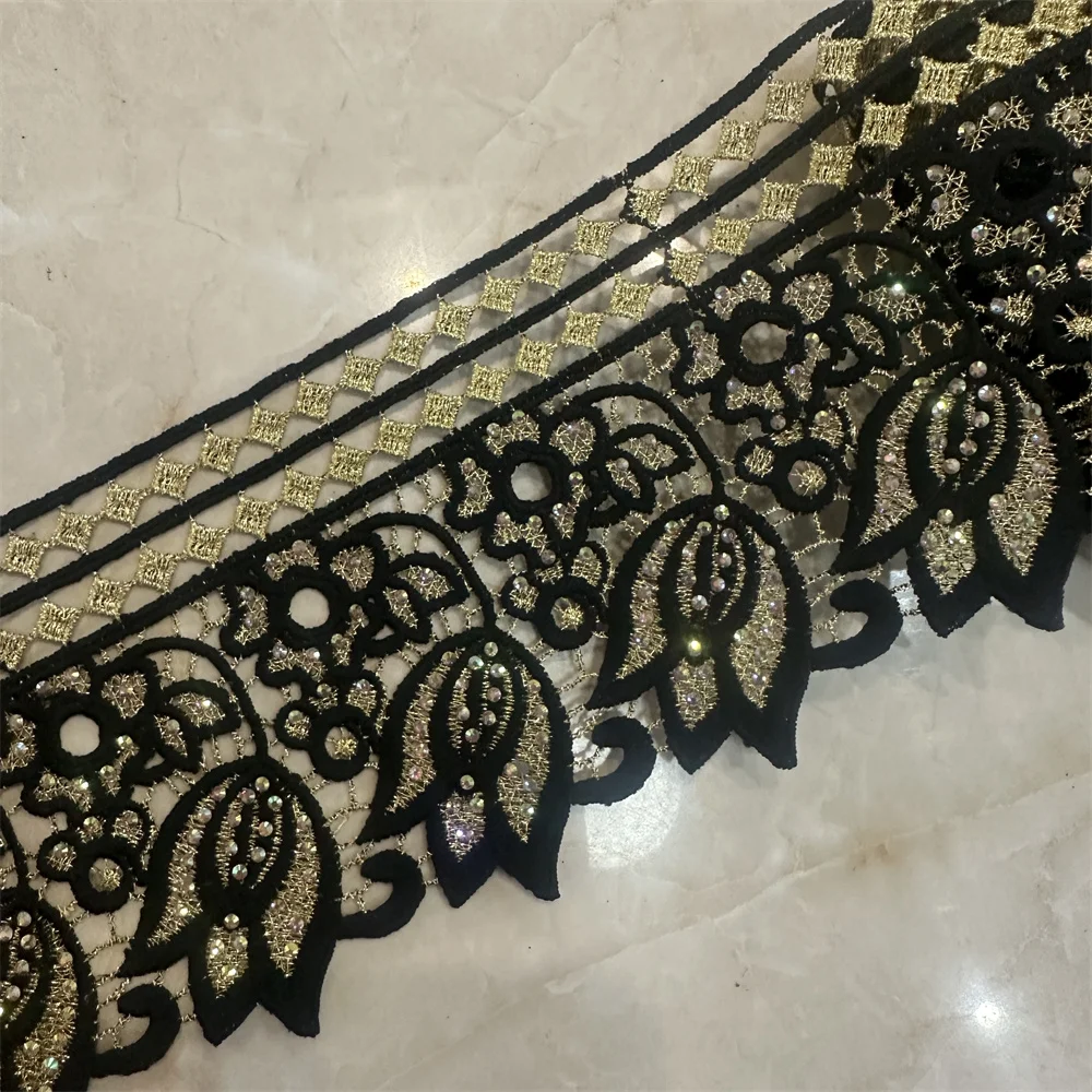 More designs fashion Rhinestone Lace Trim 9.5 yards for Wedding dress decoration