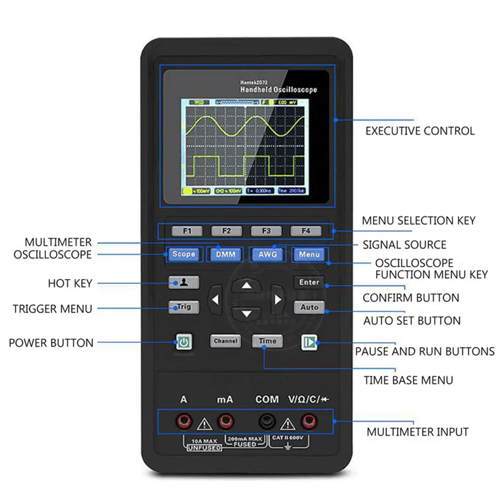 Digital Oscilloscope Multimeter 3 In 1 2Channel USB Oscilloscope With Waveform Generator 40MHz 70MHz For Electronic Testing