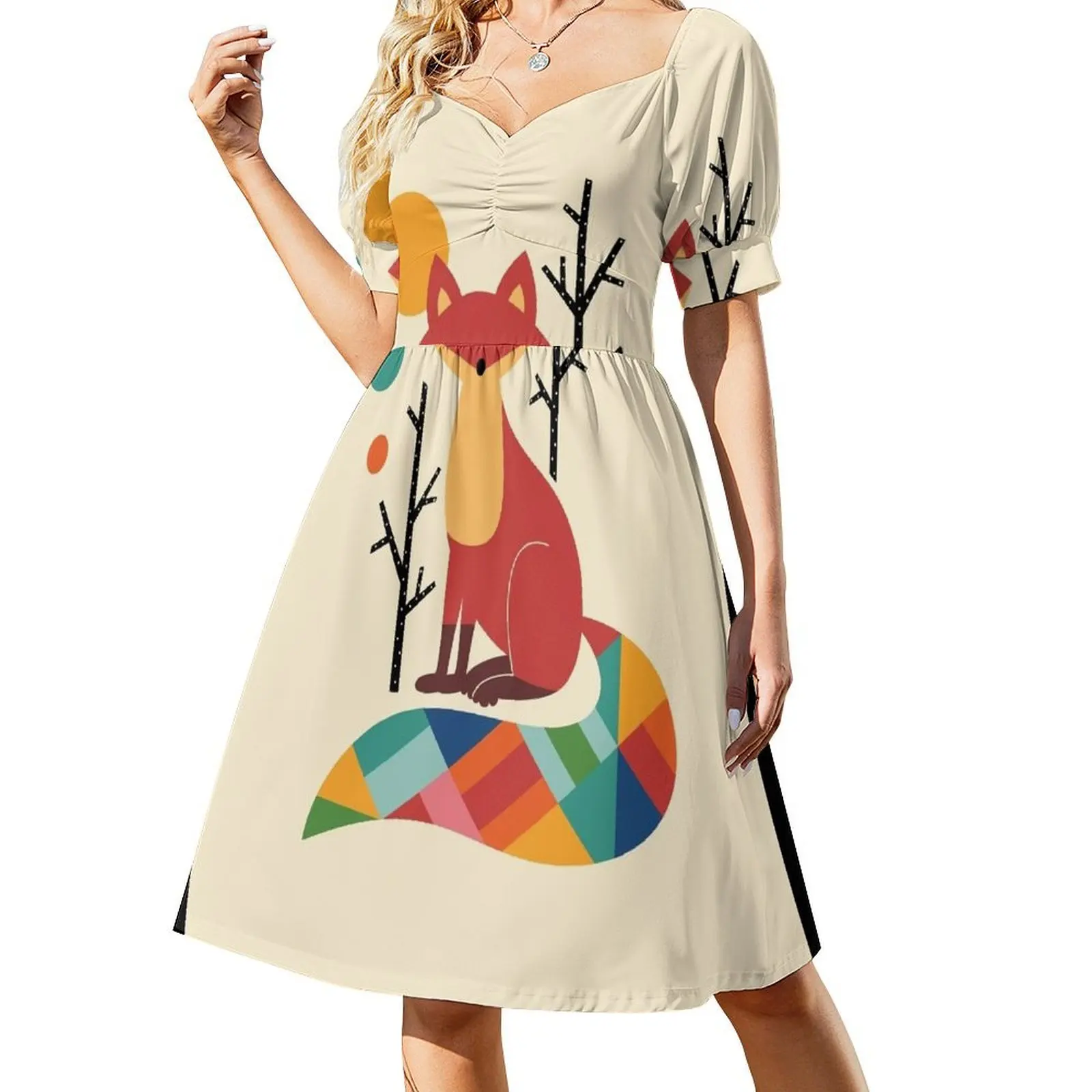 

Rainbow Fox Short Sleeved Dress ladies dresses for special occasion Dress for pregnant women Dress