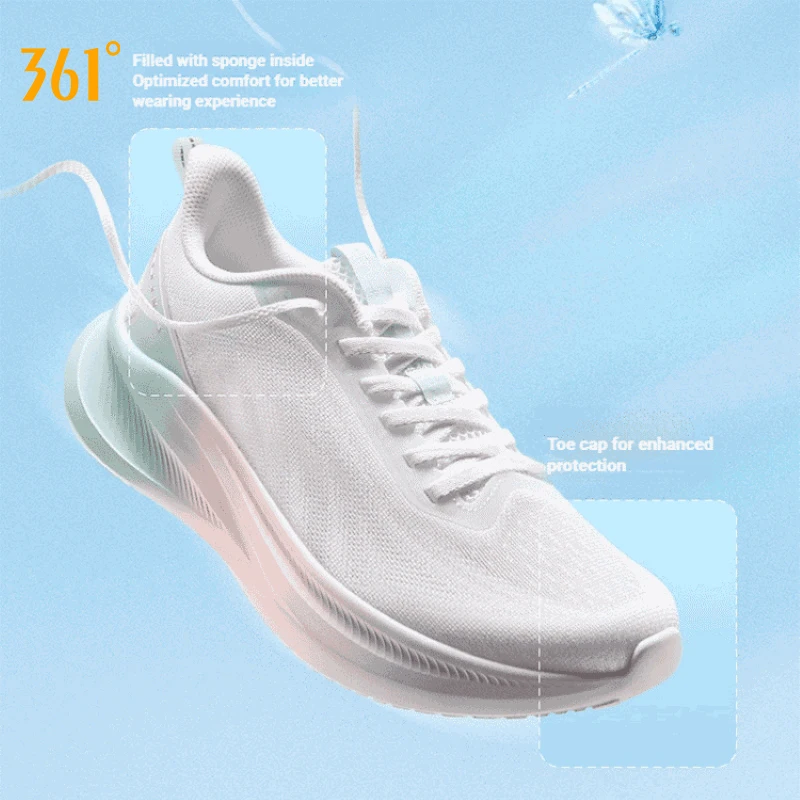 361 Degrees AirFeather 5.0 Tênis femininos para corrida, confortáveis, leves, respiráveis, resistentes ao desgaste, com sola elástica, 682612217