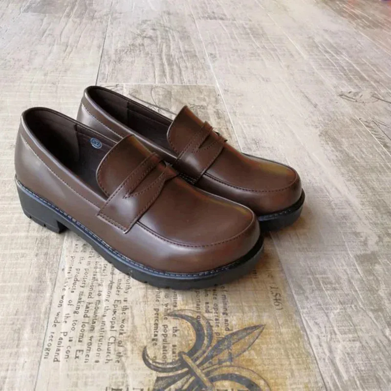 

Женская униформа для девочек в стиле Лолиты, японская школьная форма, обувь Uwabaki JK с круглым носком, косплей, средние каблуки;6,a'3.k;8,