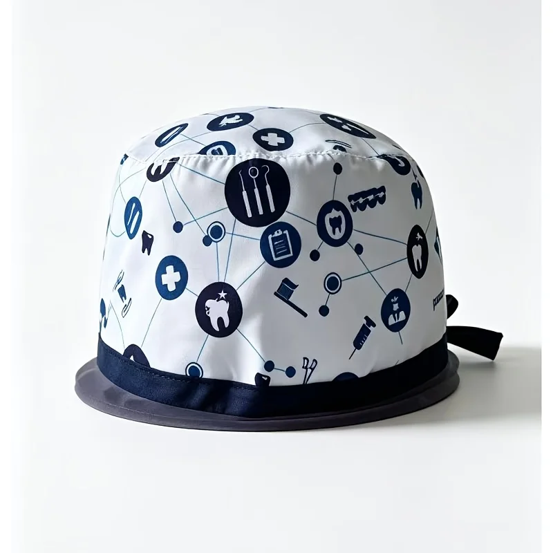 Adjustable Dental Printed Surgical Hat Breathable Comfortable Medical Work Cap Unisex Nurse/Doctor Scrub Cap for Healthc