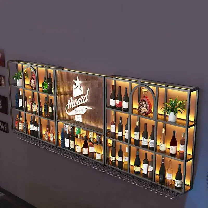 Garrafas penduradas cozinha armários de vinho exibição salão restaurante buffet rack vinho bebida comercial adega barzinho móveis para casa