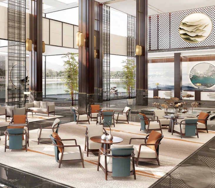 Coffee Tea Lounge - Tavolo e Sedie in Legno Rotondi