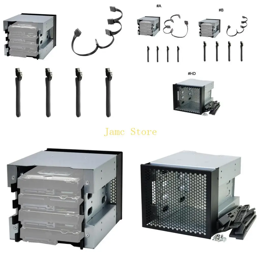LX0B 3xOptical Drive Bay To 4-Bay 3.5 SSD HDD Cage Rack Bracket Hard Drive Tray