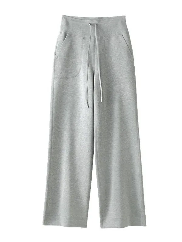 Casual cintura alta perna reta calças de yoga modal solto calças largas perna emagrecimento drapey nu sentir feminino faion verão