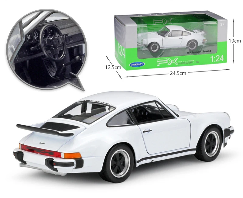 1974 Porsche 911 Turbo3.0 WELLY Diecast 1:24 Car Toy Vehicle Classic Metal Sports Car Alloy Model Car For Kid Gifts Collection