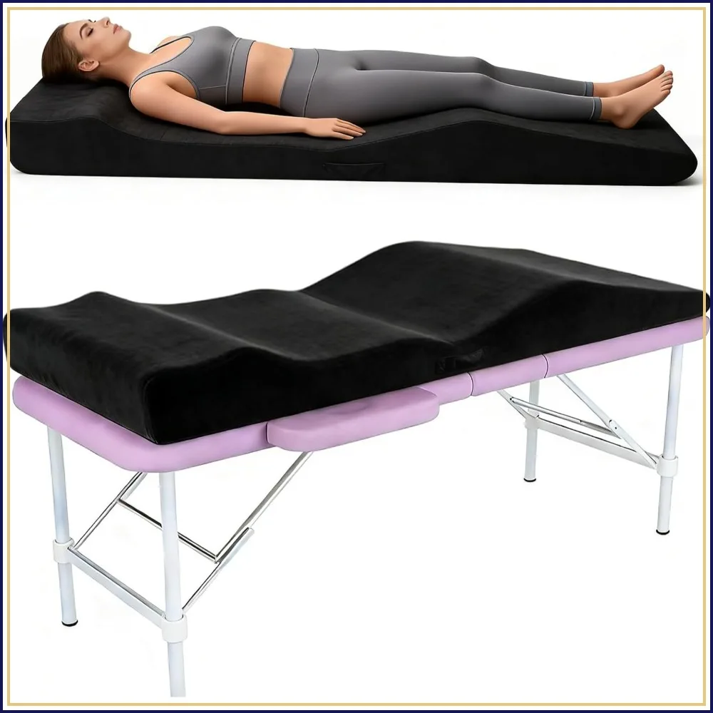 Ergonomic Lash Bed Topper, Non-Slip Memory Foam Spa Cushion with Removable Cover for Beauty Salon