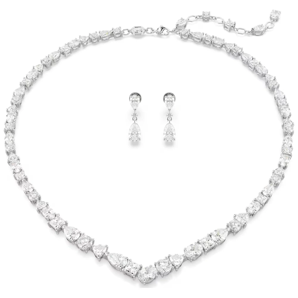 Stonefans Zircon V Shape Neckalce Earrings Set High Quality Jewelry Fashion Show Bling Crystal Bridal Jewelry Set Wedding Gift