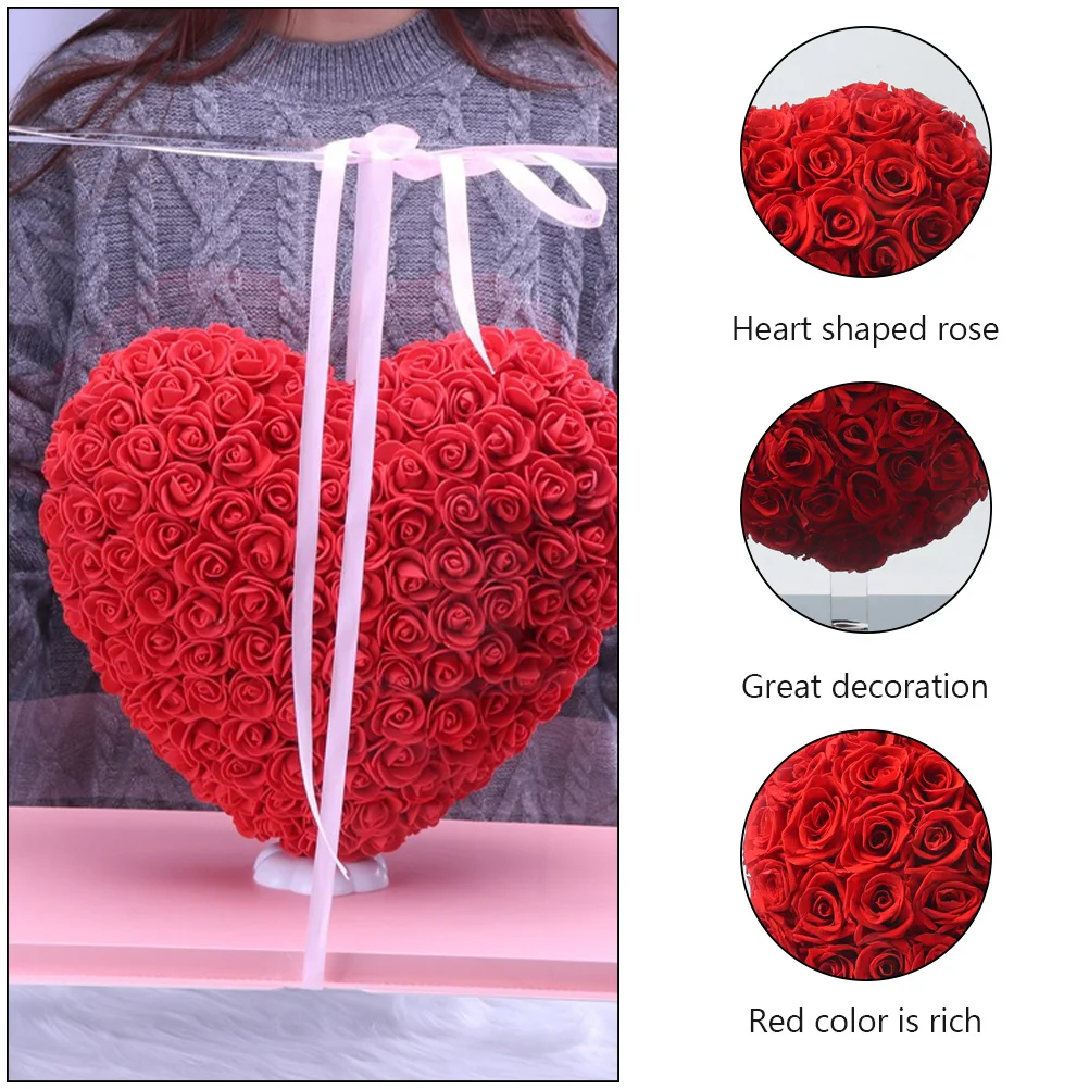 

Heart Shaped Rose Gift Box Valentines Day Romantic Floral Adornment Wedding Decor Gift Flower Box Preserved Flower Rose