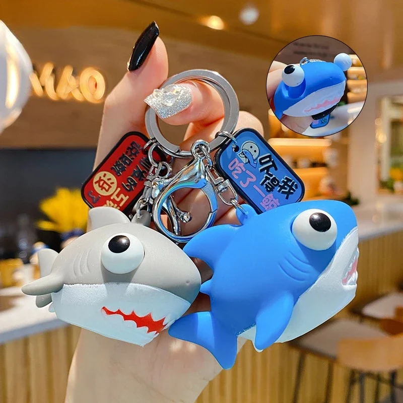 Big Shark Crowded Pressure Ball Keychain, Super Cute, Funny Spoof, Tricky Product, Key Ring Rescue Gift