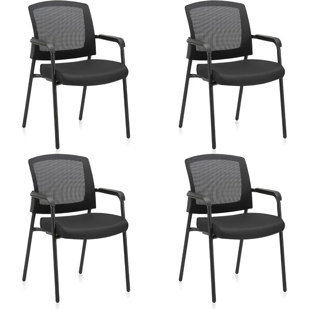 

Stacking Chairs Set of 4, Stackable Waiting Room Chairs No Wheels with Armrest, Ergonomic Mesh Office Reception Guest Chair for