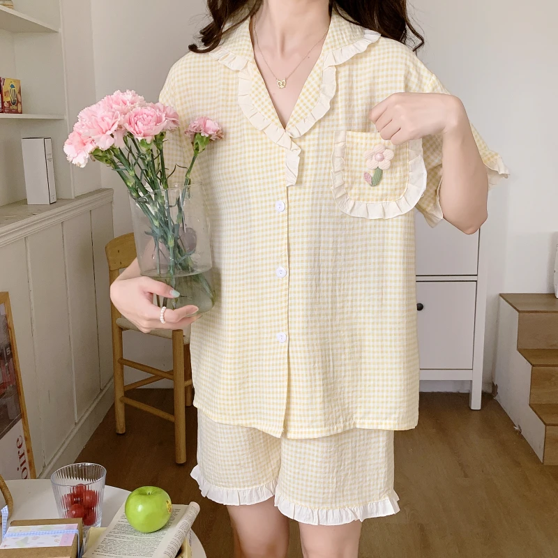 Pass Time short-sleeved short pants Pama two-piece women thin overfitting lovely homeware top and bottom set SE1362