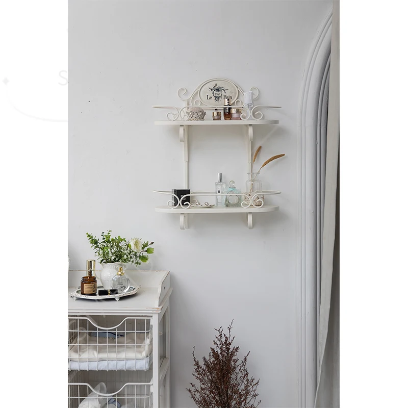 French Country Cottage for Bathroom, Double Scroll Shelf, Retro Shabby, Vintage