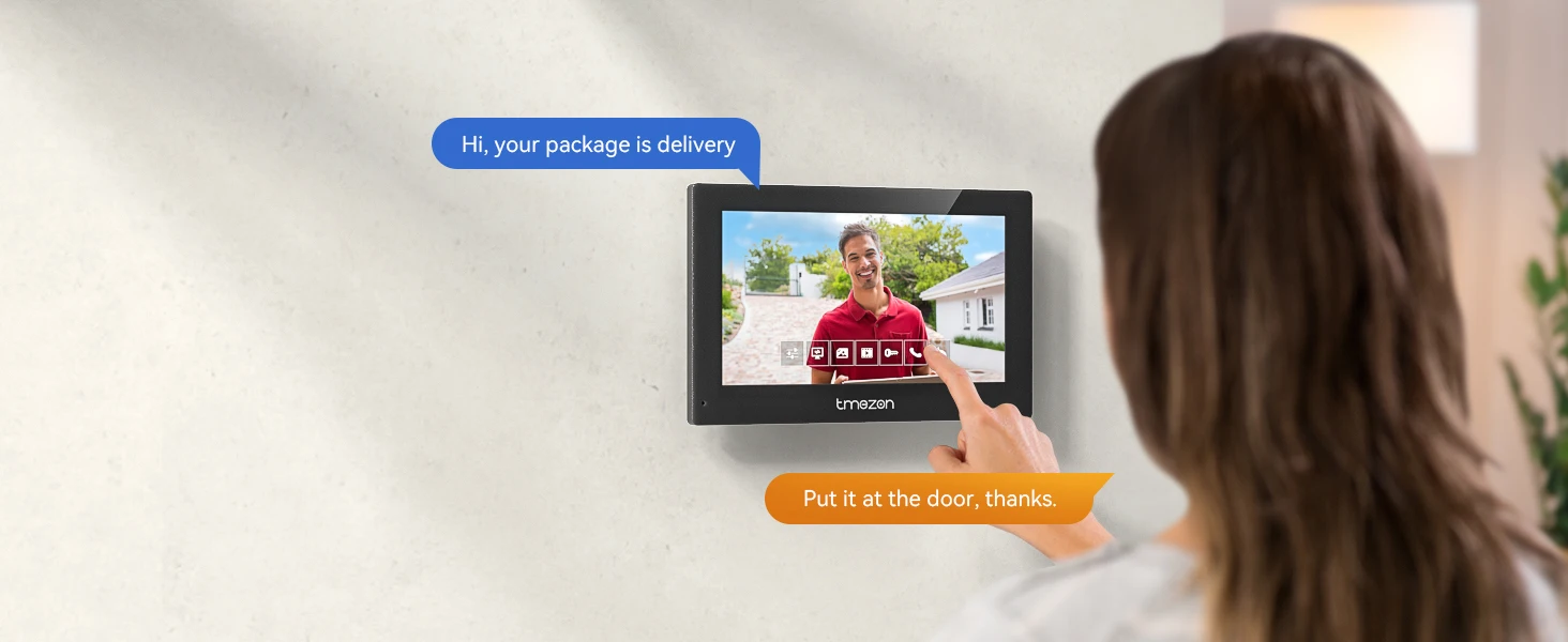 TMEZON Digitales Video-Gegensprechsystem für Zuhause, 7-Zoll-WLAN-Monitor, 1080P-Türsprechkamera, Video-Türklingel, Karte, Tuya-Entsperrung – Detail 2