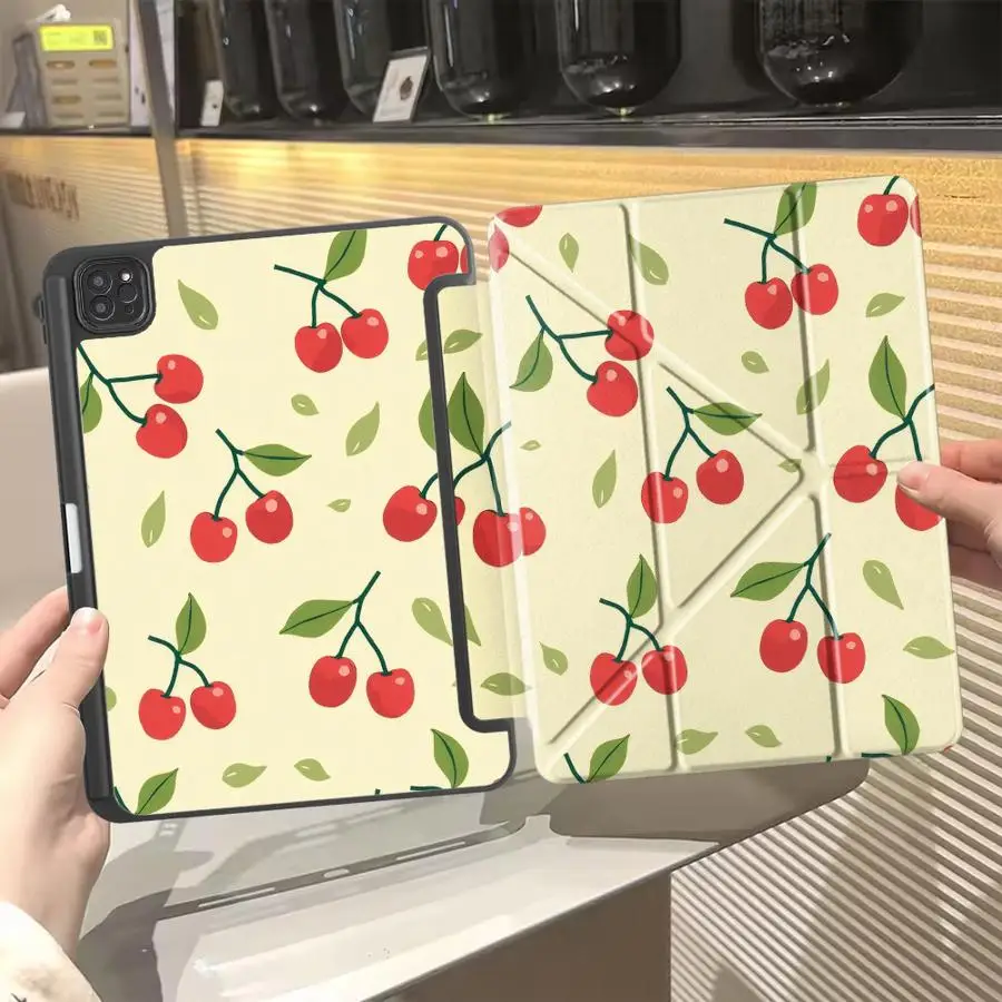 

Чехол-подставка для планшетов iPad Pro 2025, Pro 11-го, 10-го, 9-го, 8-го, 7-го поколений, 12.9 дюймов, Air 4, 5, M3, M2, 1, 2, M4, 11 дюймов, Mini 6, 7, Cute Cherry