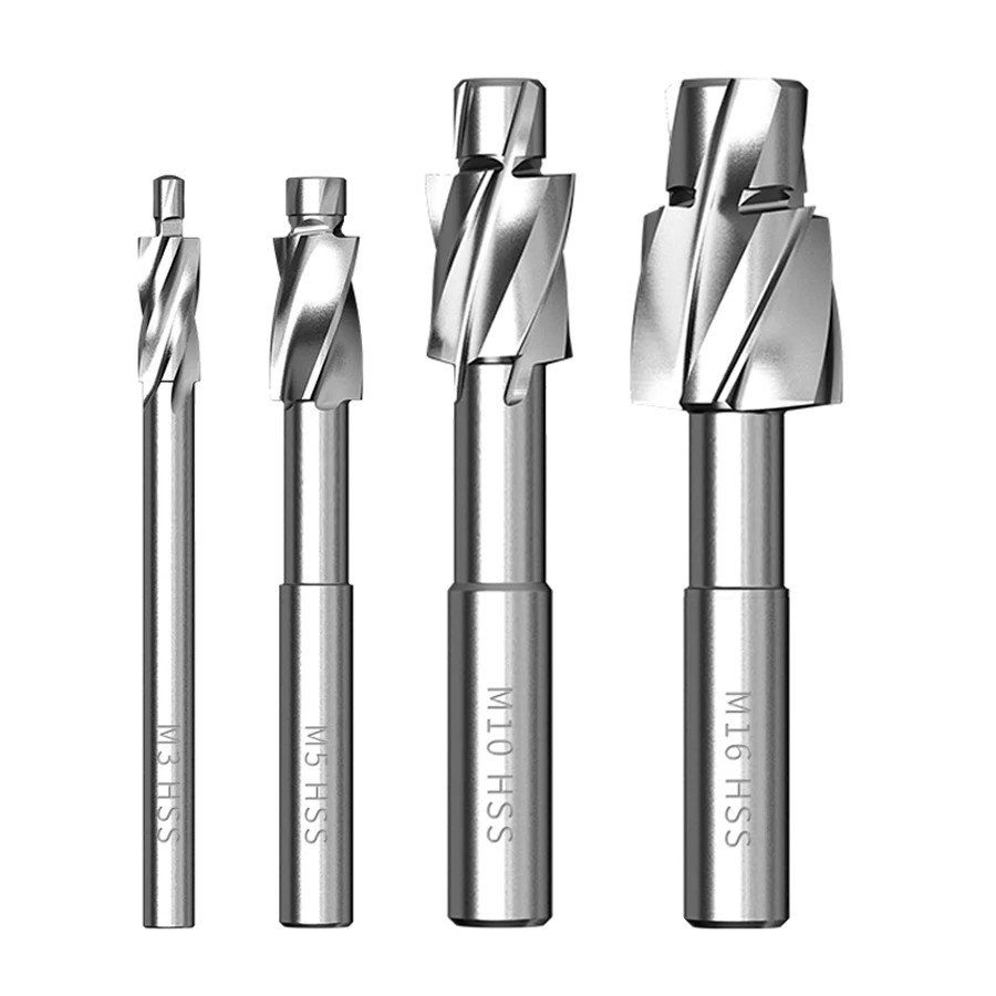 Countersunk head milling cutter high-speed steel flat bottom countersink drill straight handle white steel mouthM3M4M5M6M8M10M12