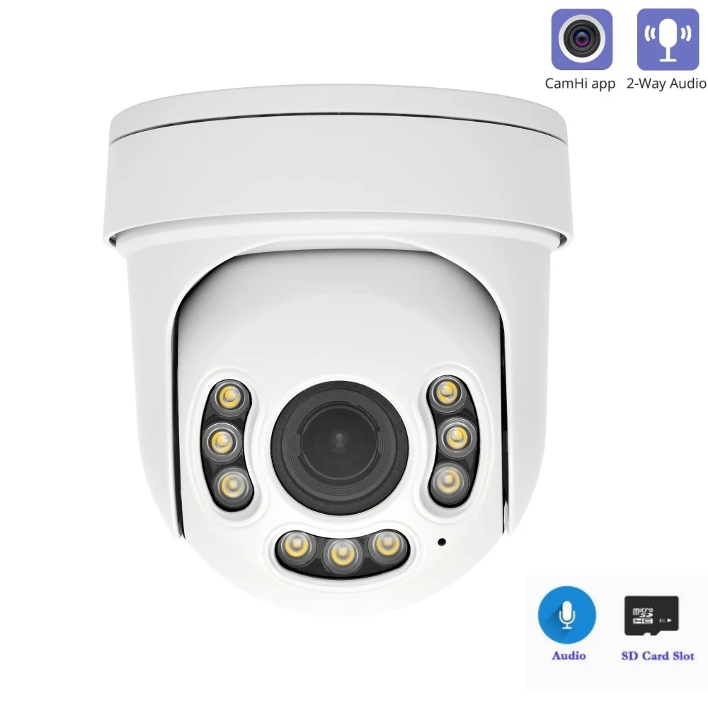 8MP Wireless Mini PTZ Dome Camera 2.7-13.5mm Lens 5X Zoom 5MP Security Protection Outdoor WIFI IP Camera Camhi pro APP