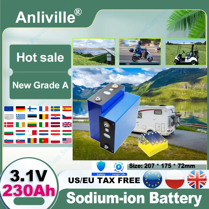 

Новый 3,1 В 230 Ач натрия-ионный аккумулятор DIY 12 В 24 В инструменты для электронных транспортных средств Мотоцикл скутер путешествия Солнечная низкая температура и высокий разряд