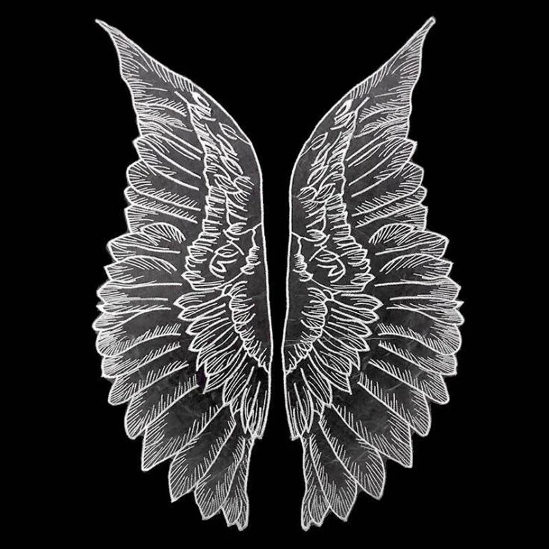 1 Pair African Lace Fabric Angel Wings Wedding Decoration Trim DIY Water Soluble Embroidery Wide Lace Fabrics