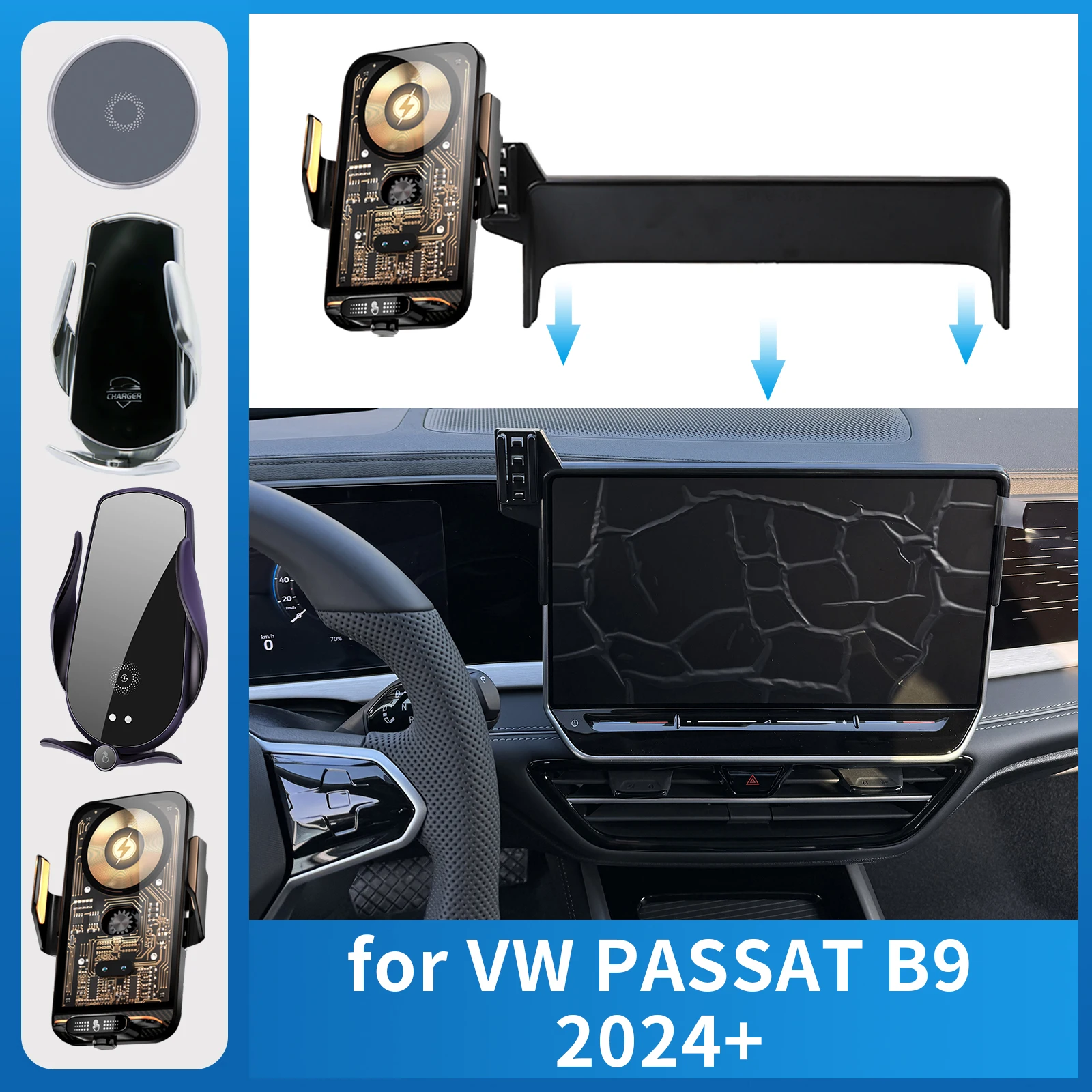 

Car Mobile Phone Holder for Volkswagen VW Passat B9 (12.9inch) 2024 2025 Charging GPS Bracket Navigation Stand Auto
